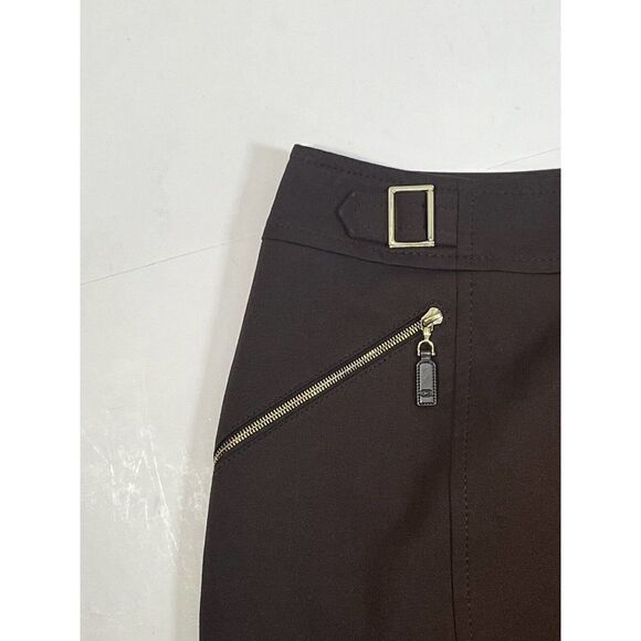 Escada Skirt Brown Pencil Zipper Pockets Pleat Lined Size 4 US 34 German - Picture 14 of 16